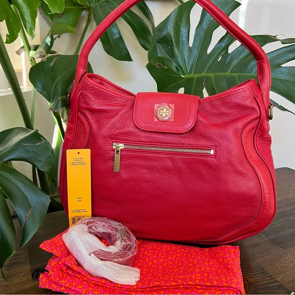 Tory Burch Edye $525 Red Leather Hobo Crossbody